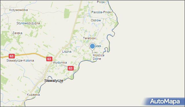 mapa Mościce Dolne, Mościce Dolne na mapie Targeo